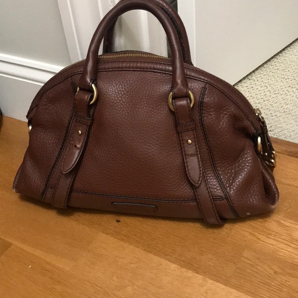 Brown leather satchel